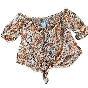 RUE21 PLUS BROWN & ORANGE PAISLEY DESIGN BLOUSE SIZES 3X AND 4X NWT